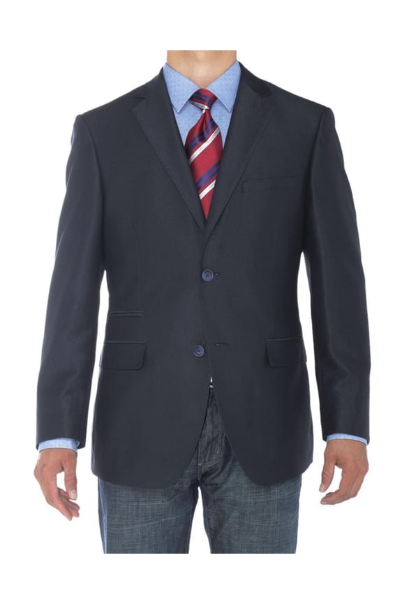 LN LUCIANO NATAZZI Mens Two Button Notch Lapel Blazer Modern Fit Suit Jacket Blue