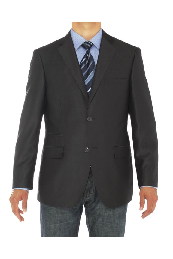 LN LUCIANO NATAZZI Mens Two Button Notch Lapel Blazer Modern Fit Suit Jacket Charcoal