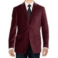 thumbnail image 1 of LN LUCIANO NATAZZI Mens Two Button Velvet Blazer Working Buttonholes Suit Jacket Burgundy, 1 of 4