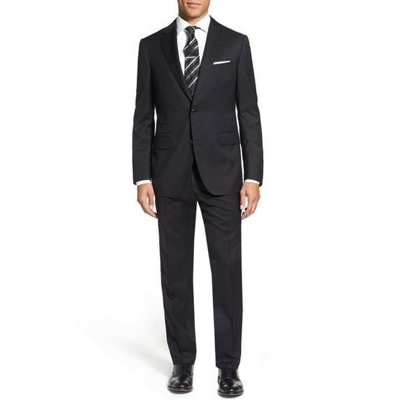 LN LUCIANO NATAZZI Two Button Men's Suit Modern Fit Ticket Pocket Jacket 2 Piece Black