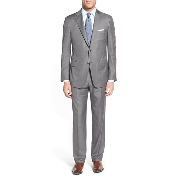 LN LUCIANO NATAZZI Two Button Men's Suit Modern Fit Ticket Pocket Jacket 2 Piece Gray