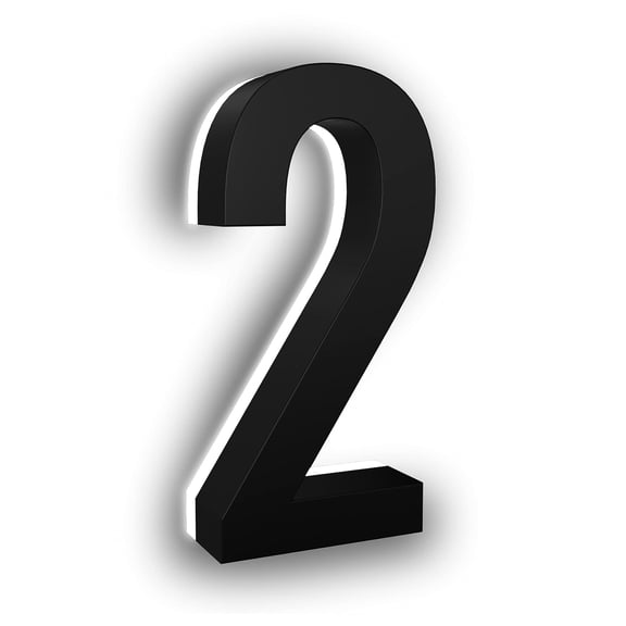 LN LUMANUMBERS 4 Inch House Numbers, Stainless Steel, Backlit LED 2700K Illuminated Home Address Number, Lighted House Numbers, Modern Address Numbers (2, Black)