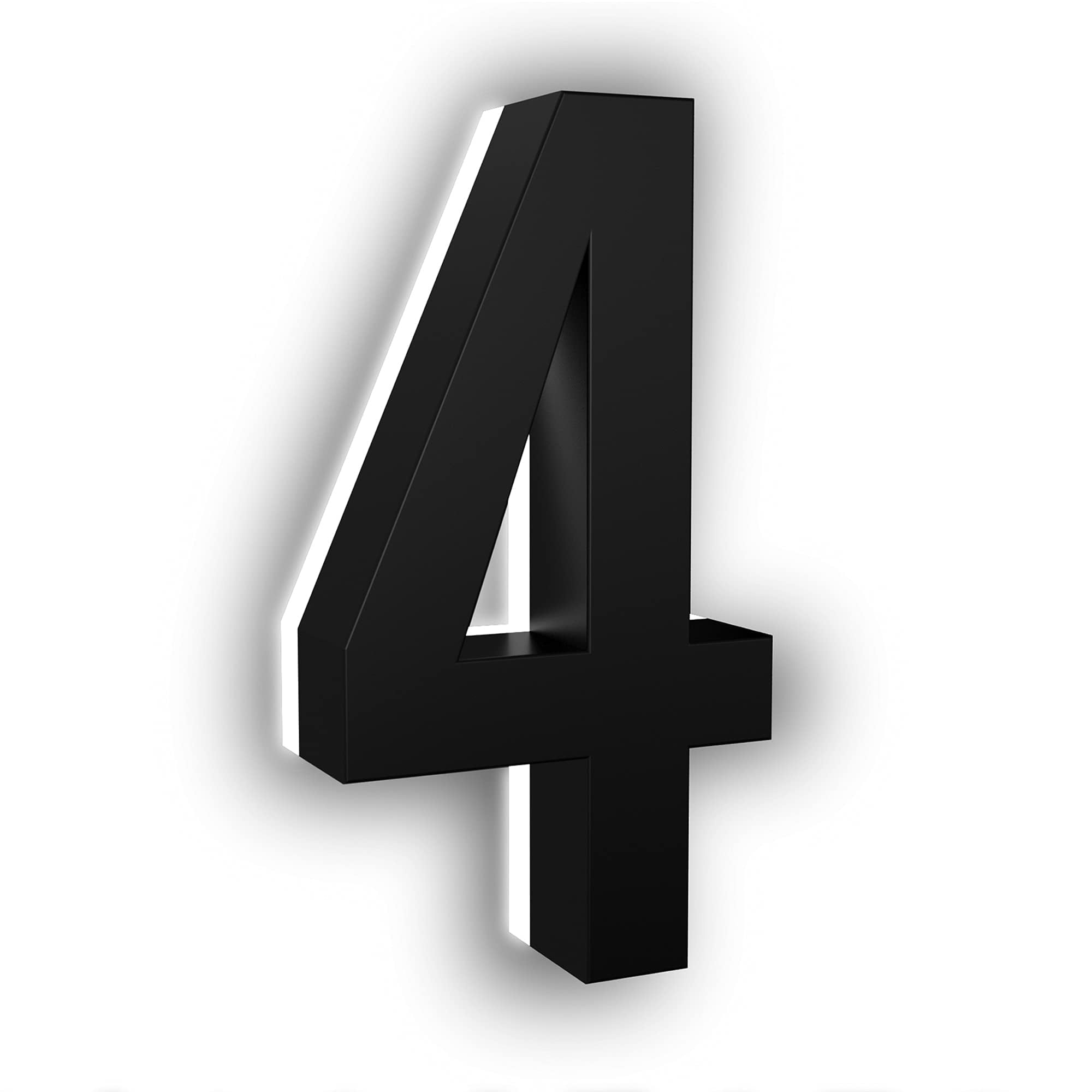 LN LUMANUMBERS 4 Inch House Numbers, Stainless Steel, Backlit LED 2700K Illuminated Home Address Number, Lighted House Numbers, Modern Address Numbers (4, Black)