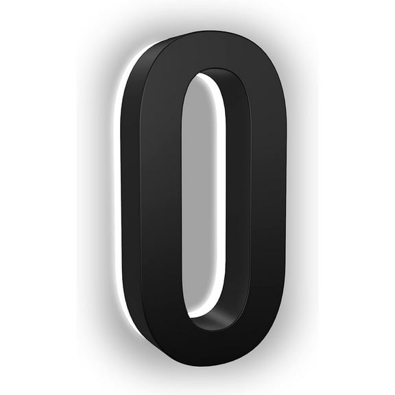 5 Inch LED House Numbers, ABS-Polymer, Backlit LED 2700K Illuminated Home Address Number, Lighted House Numbers, Modern Address Numbers (0, Black)
