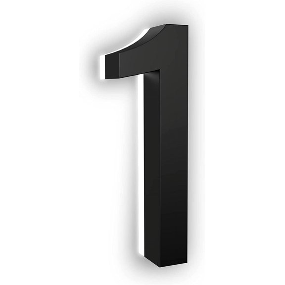 5 Inch LED House Numbers, ABS-Polymer, Backlit LED 2700K Illuminated Home Address Number, Lighted House Numbers, Modern Address Numbers (1, Black)