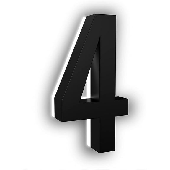 5 Inch LED House Numbers, ABS-Polymer, Backlit LED 2700K Illuminated Home Address Number, Lighted House Numbers, Modern Address Numbers (4, Black)