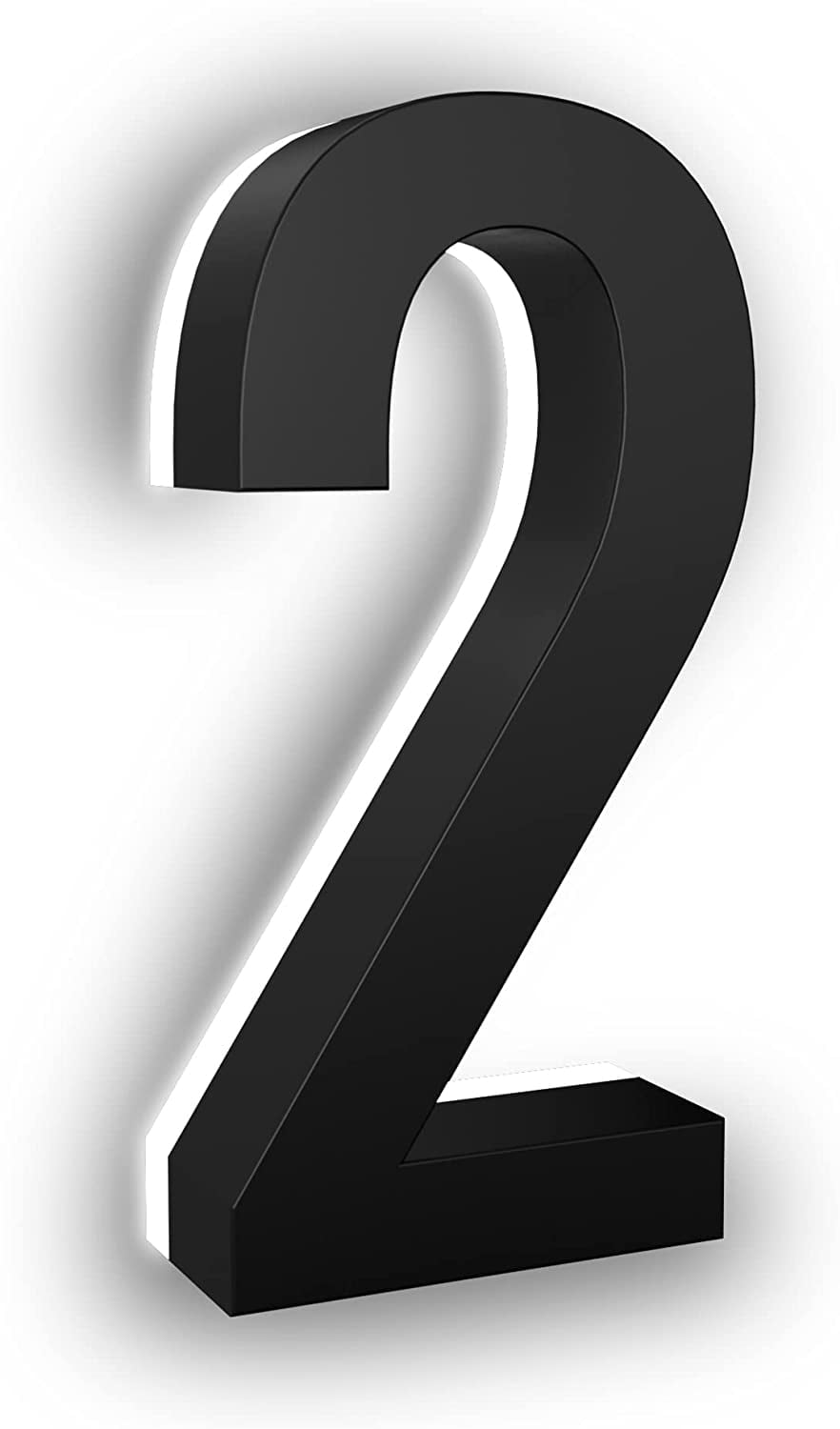 7 Inch LED House Numbers, ABS-Polymer, Warm 2700K Backlit, Large Lighted Address Numbers for Home, Weather-Resistant Modern House Sign for Improved Visibility at Night (Black, Number 2)