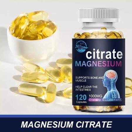 NATURE'S LIVE Magnesium Citrate 1000mg, High Absorption Supplement for Muscle, Bone, Nerve & Heart Health, 120 Capsules