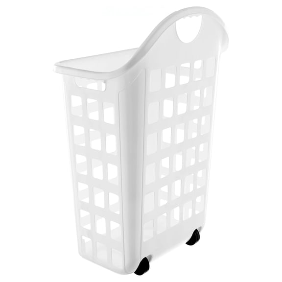 LN0435 2 Bushel Rolling Hamper in White