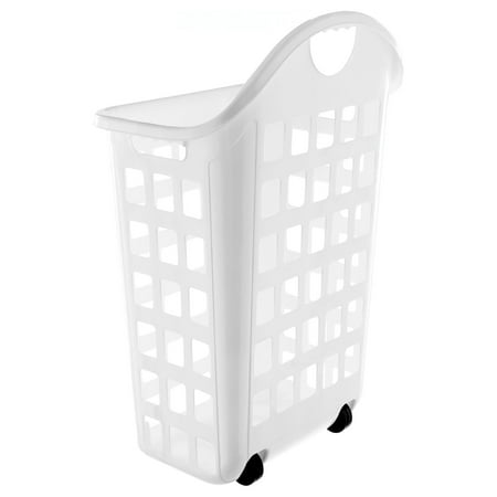 LN0435 2 Bushel Rolling Hamper in White