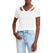 LNA Clothing Womens Idol Sheer V-Neck T-Shirt Ivory L