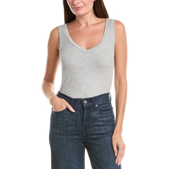 LNA womens Ribbed V Slim Tank, xs, Grey