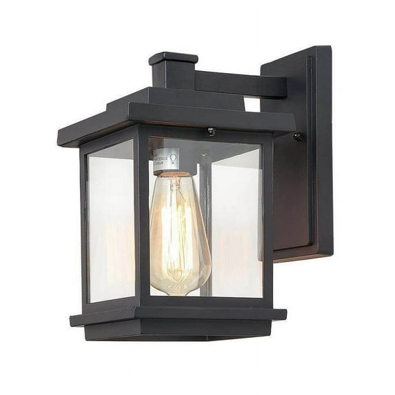 LNC Modern Black Outdoor Wall Light with Clear Glass, 1-Light Weatherproof Lantern Fixture