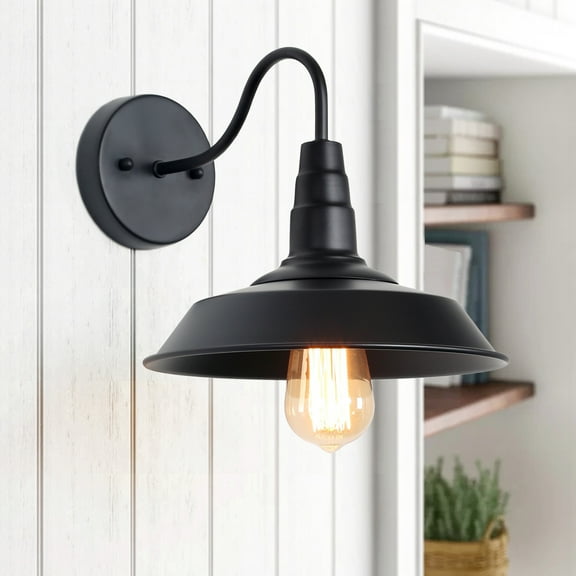 LNC 1-Light Black Bathroom Wall Sconce, Farmhouse/Industrial LED Vanity Light