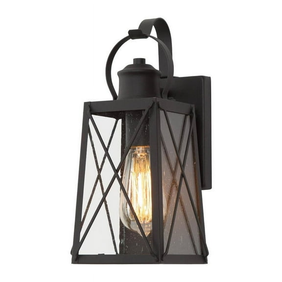 LNC 1-Light Black Farmhouse Outdoor Lantern Wall Sconce, 6" L x 12.75" H x 5.5" W