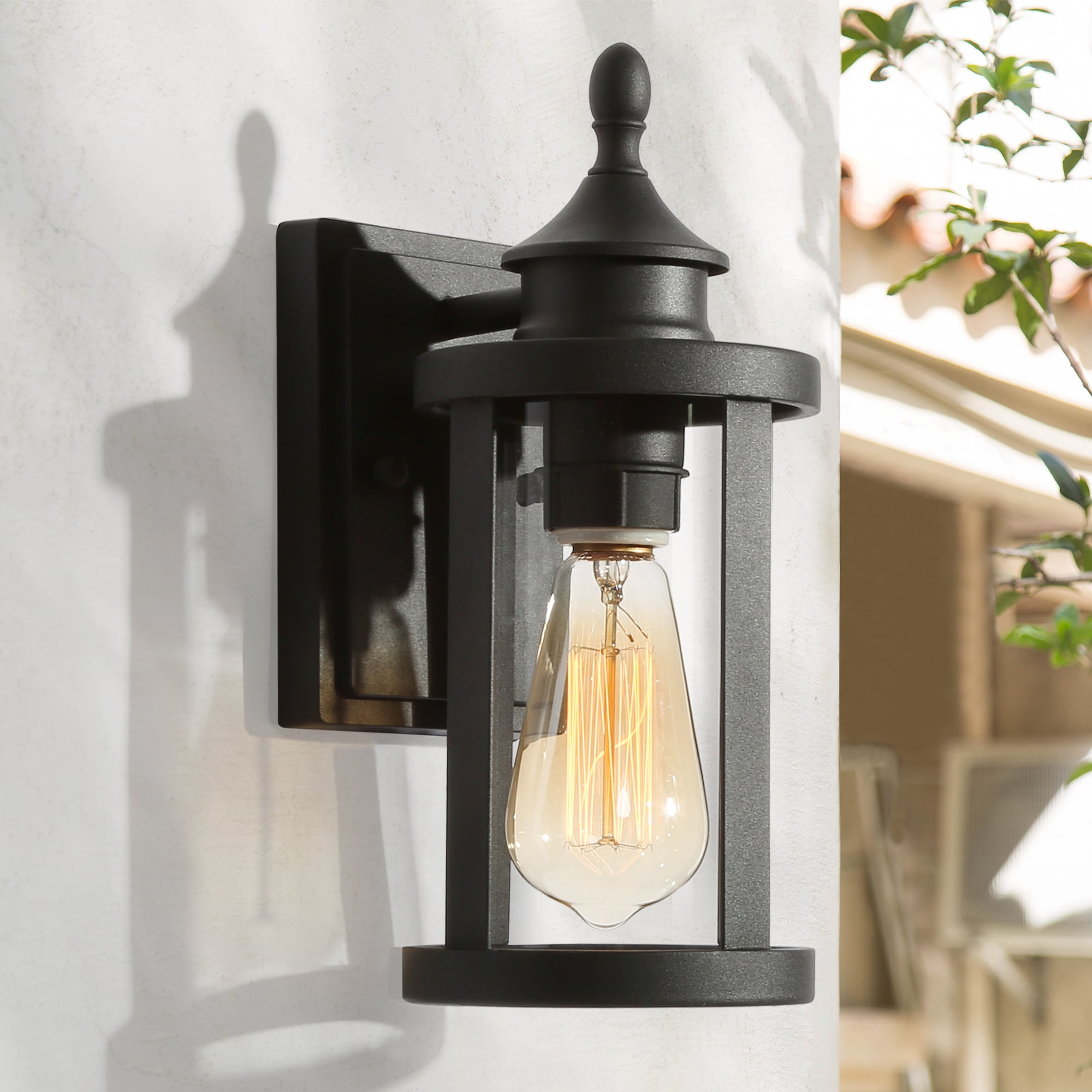 LNC 1-Light Black Farmhouse Outdoor Wall Sconce with clear Glass