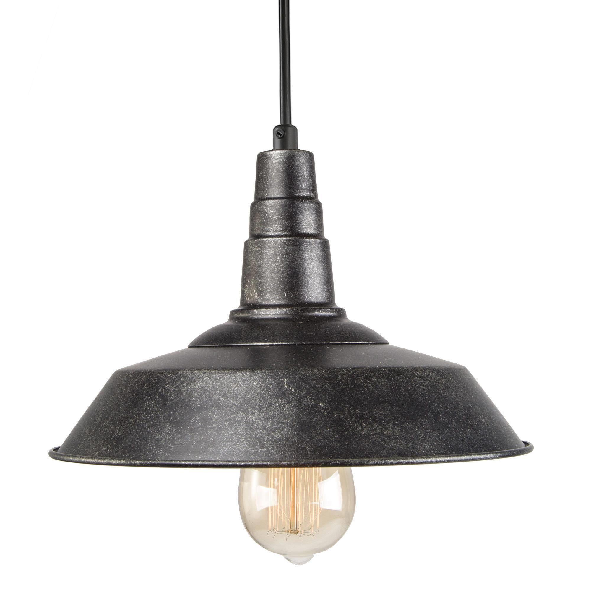 Mini Black Rustic Farmhouse LED Pendant Light with Metal Shade