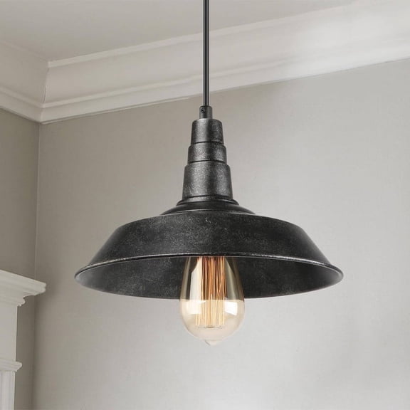 LNC 10-in Farmhouse Dome Pendant Light, Rusty Black Industrial Ceiling Fixture