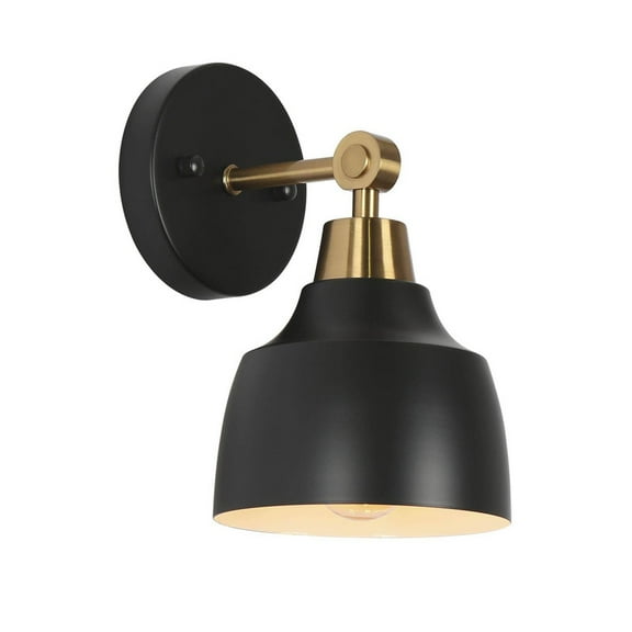 LNC 1-Light Black and Gold Round Modern Bathroom Vanity Lighting Fixutre