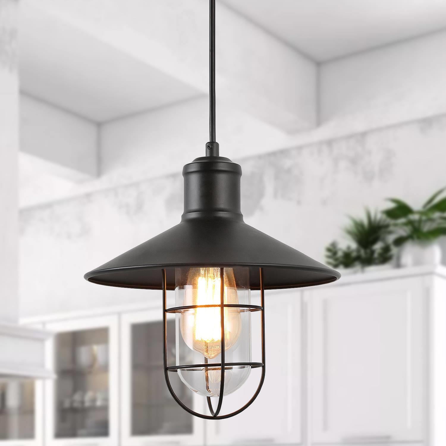 Matte Black Metal Cage Mini Pendant Light