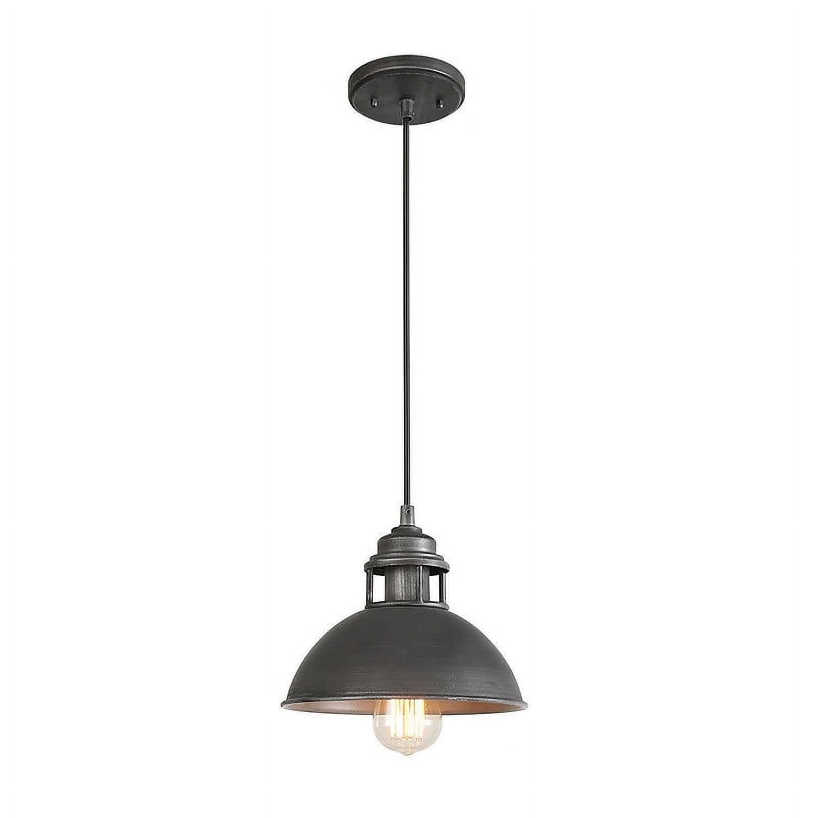 LNC 9-in Industrial Mini Pendant Light, Brushed Gray Dome Fixture for Kitchen or Bar