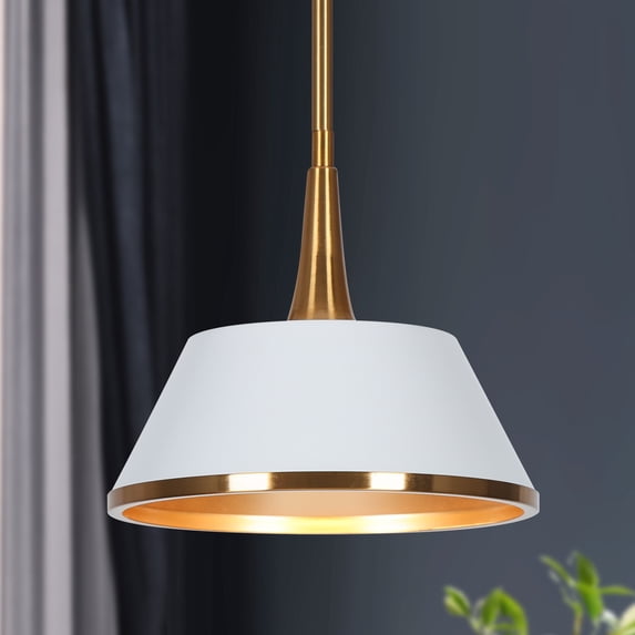 LNC White and Gold Modern Dome Pendant Light with Brass Finish for Kitchen or Dining Room