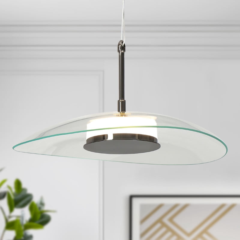 LNC 14.2-in 1-Light Polished Black Nickel Modern/contemporary Clear glass Dome LED Medium Hanging Pendant Light