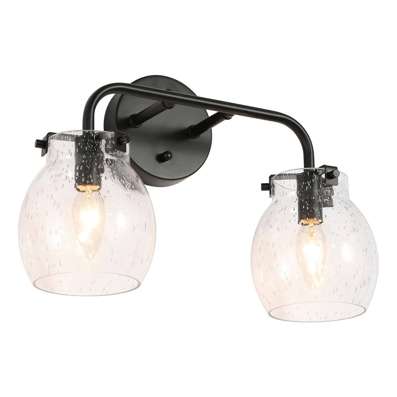 LNC 14-in 2-Light Matte Black LED Modern Vanity Light for Dressing Room, Powder Room