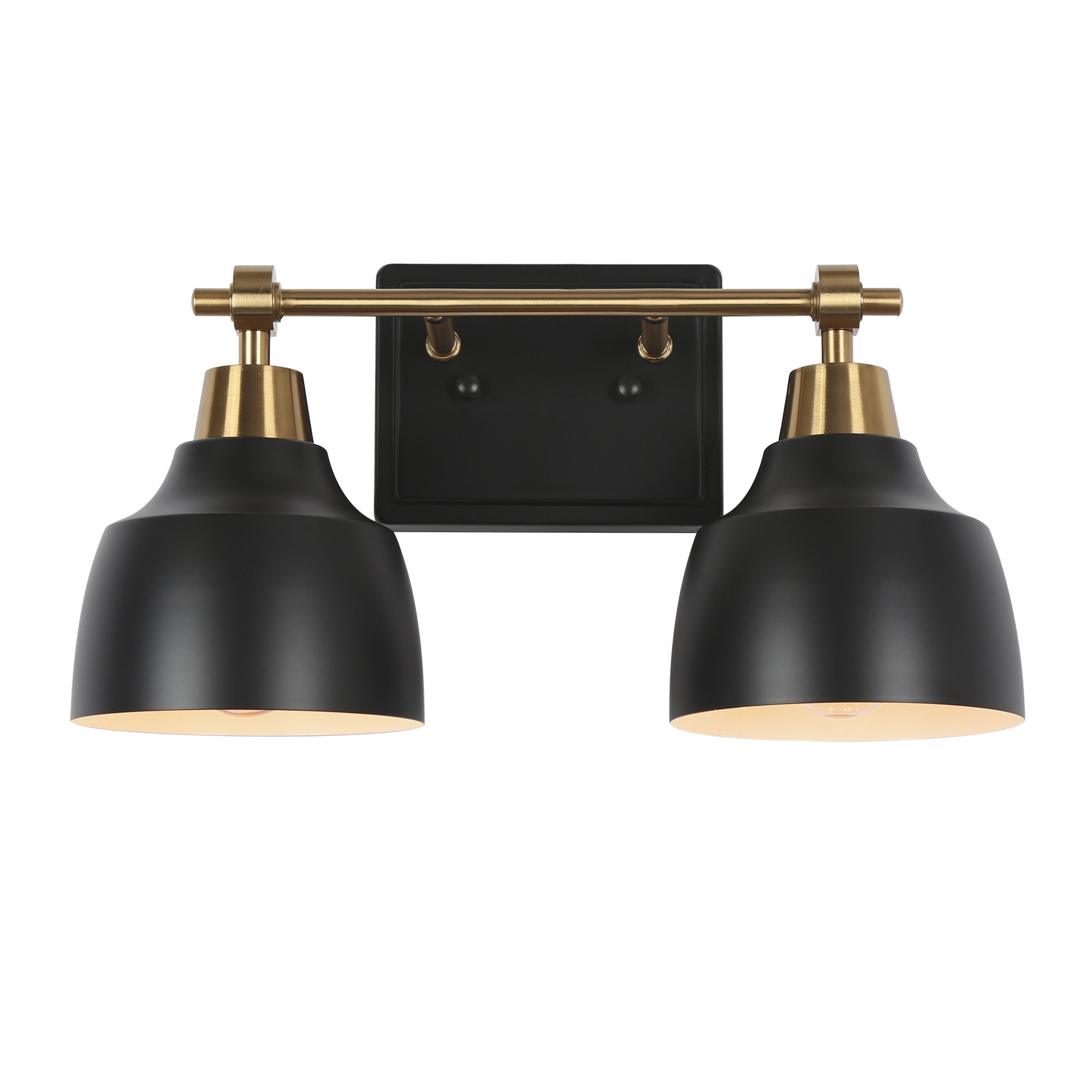 LNC 2-Light Black and Gold Round Modern Bathroom Vanity Lighting Fixutre,14.5"Lx8.5"Hx7"D