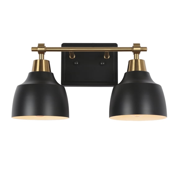 LNC 2-Light Black and Gold Round Modern Bathroom Vanity Lighting Fixutre,14.5"Lx8.5"Hx7"D