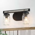 thumbnail image 1 of LNC 2-Light Farmhouse Bathroon Vanity Light with Mason Jar Shade,Black&Wood Finish, 1 of 8
