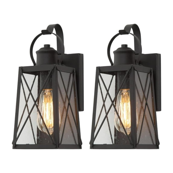 LNC 2-Packs Modern Sandy Black X And Clear Glass Shade Outdoor Lighting mount plate: 6-in H x 4.5-in W