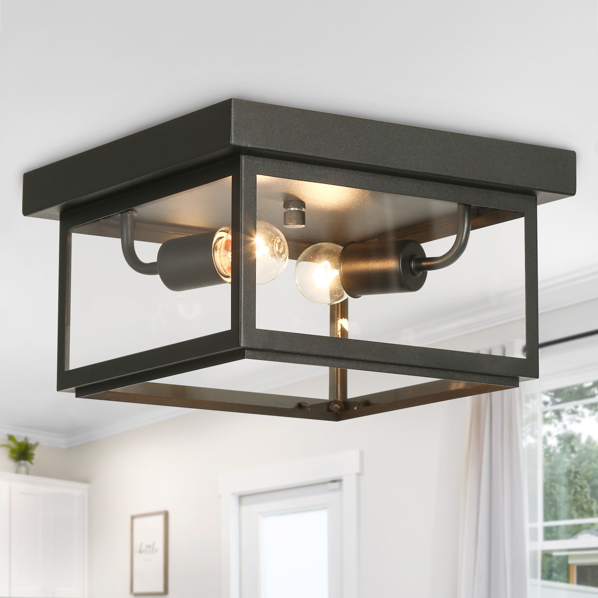 Aidtyrtm 22.4" Matte Black and Gold Crackled Glass Vanity Light