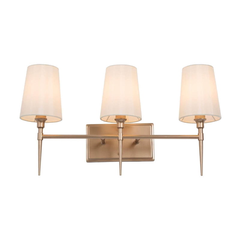 LNC Transitional 3-Light Gold Vanity Light with Fabrics, 23-Inch Bathroom Wall Fixture