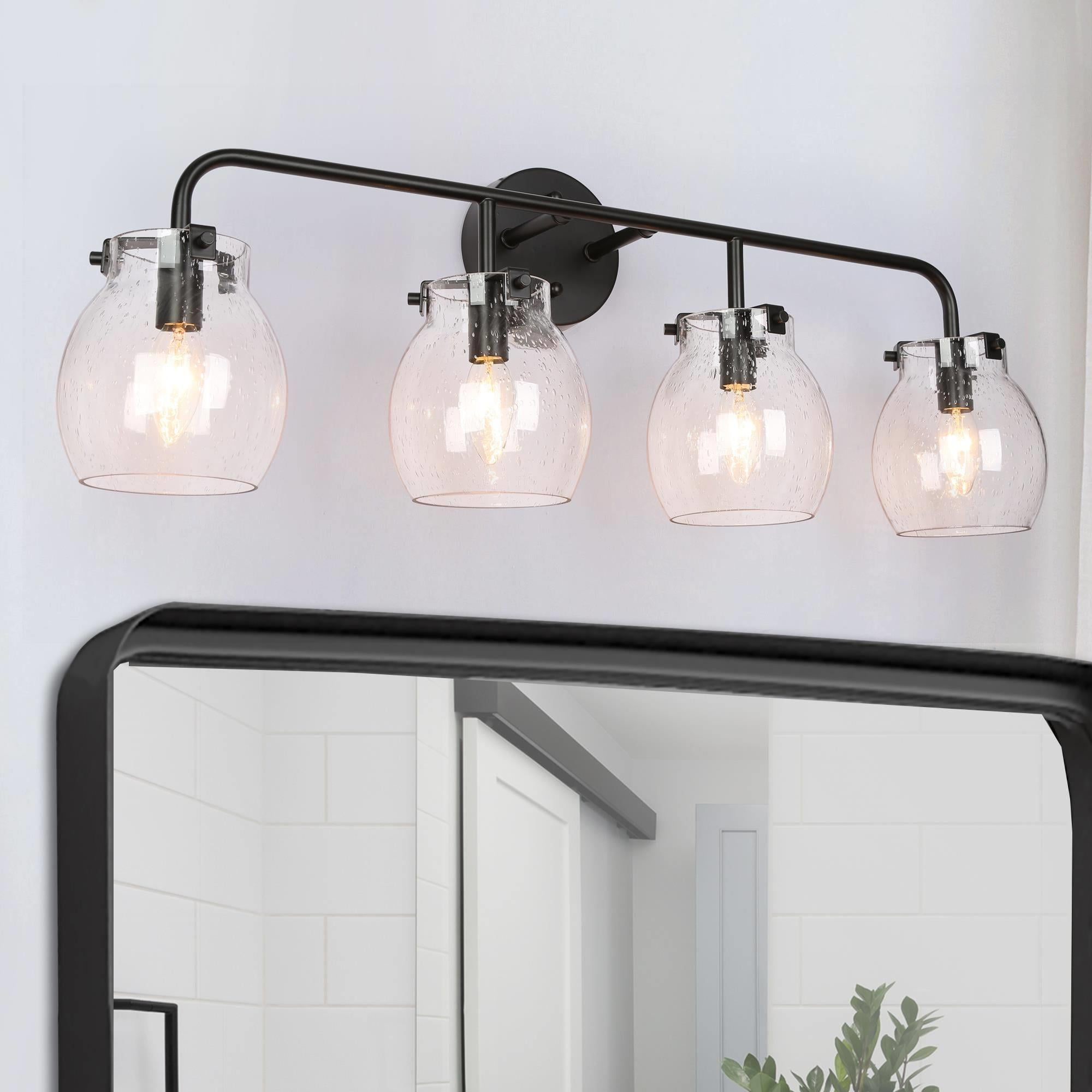 LNC 29-in 4-Light Matte Black LED Modern Vanity Light Bar for Dressing Room, Powder Room