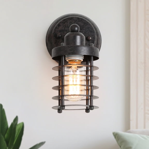 LNC 3.9-in W 1-Light Rustic Bronze Farmhouse LED Wall Sconce for Bathroom