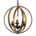 thumbnail image 1 of LNC 3-Light Distressed Brown and Matte Black Globe Chandelier, Farmhouse Light for Kitchen, 1 of 13