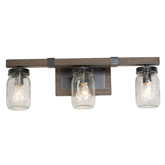 LNC 3-Light Black Geometric Clear Mason Jar Glass Modern Bathroom Vanity Light