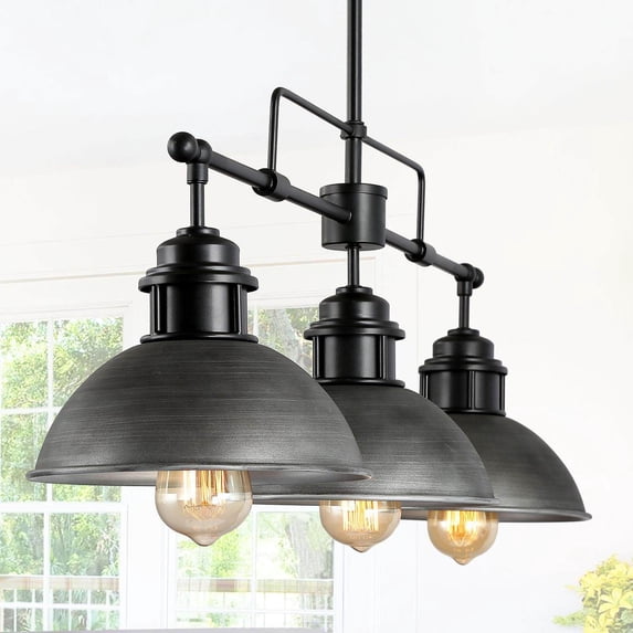 LNC 3-Light Brushed Black Farmhouse Kitchen Island Pendant Lighting,35.7"L x 9"W x 11.5"H