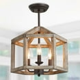thumbnail image 1 of LNC 3-Light Farmhouse Bronze Semi-Flush Mount Rustic Wood Candlestick Semi-Flush Mount, 1 of 9