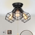 thumbnail image 1 of LNC 3-Light Farmhouse Matte Black And Cage Shade Flush Mount For Loundry, 1 of 10