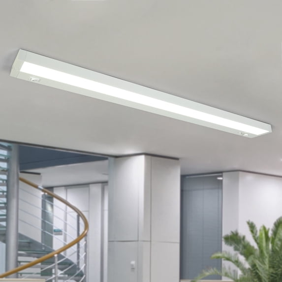 LNC 32" LED Linear Commercial Ceiling Light,5CCT Adjustable,Damp Rated,White