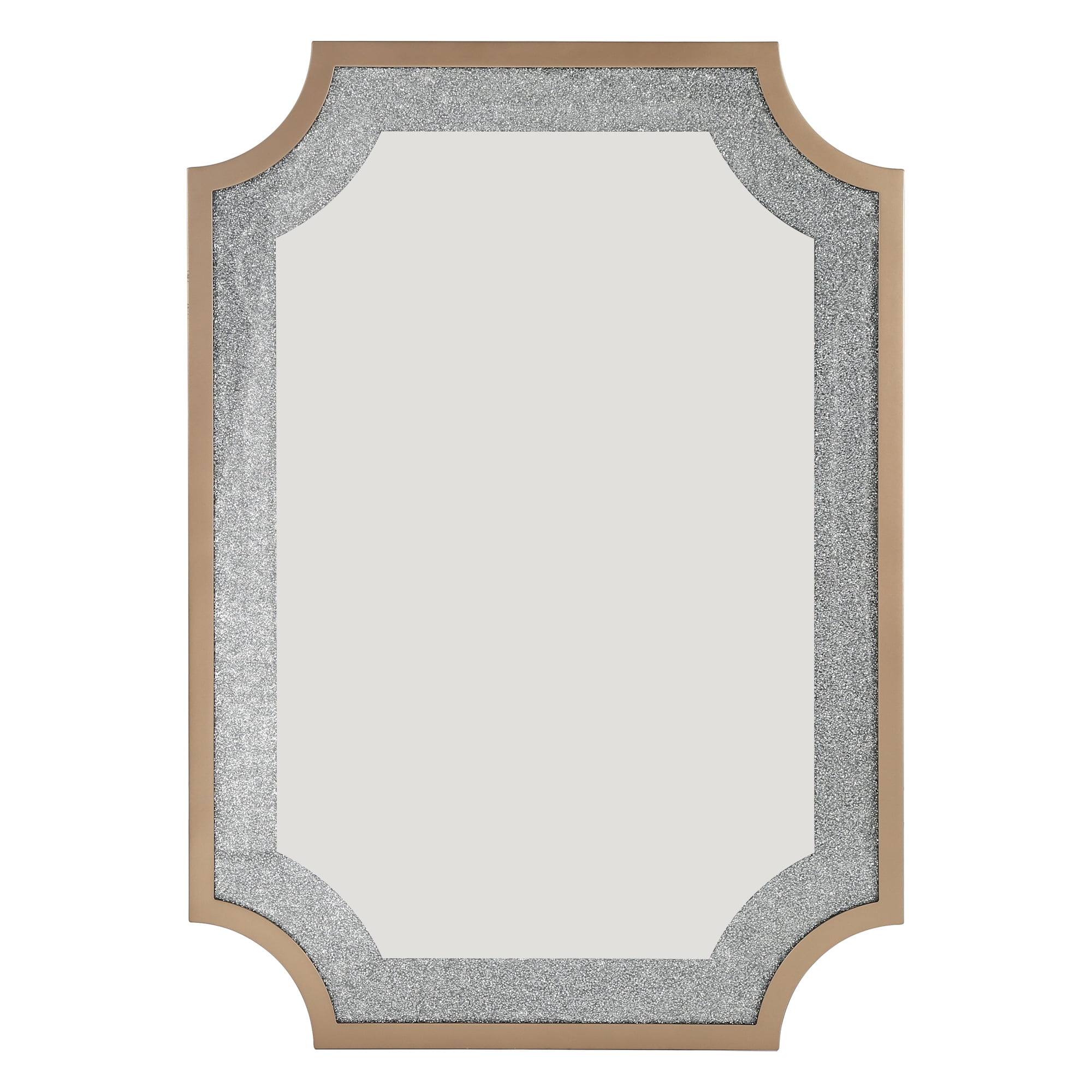 LNC 33.9"x47" Rectangular Gold Bathroom Wall Mirror with Rhinestone Inlay and MDF Frame