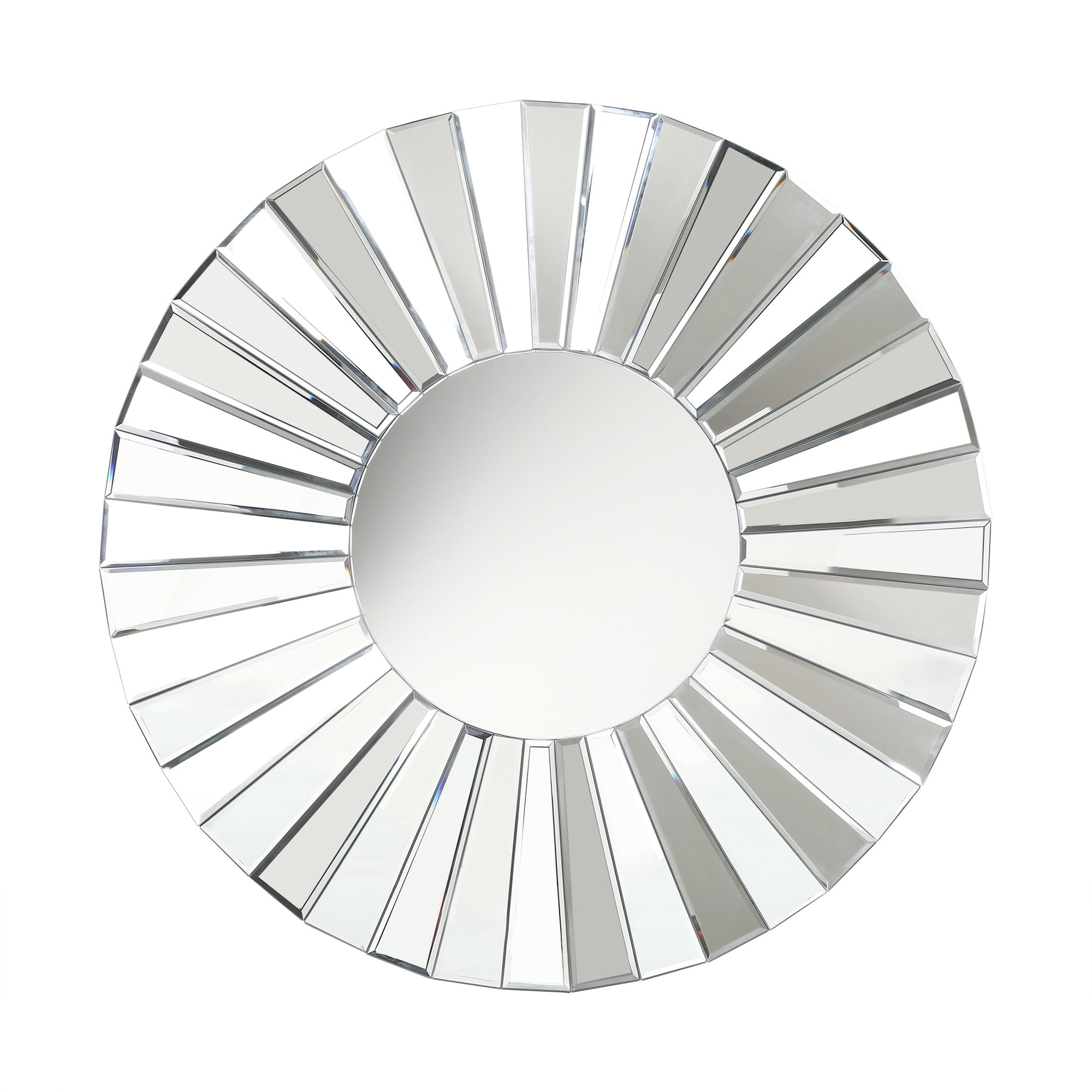 LNC 35.4"x35.4" Round Sunburst Wall Mirror with Beveled Glass Frame for Living Room or Entryway