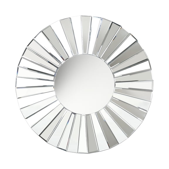 LNC 35.4"x35.4" Round Sunburst Wall Mirror with Beveled Glass Frame for Living Room or Entryway