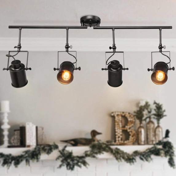 LNC 36.4-in 4-Light Dimmable Matte Black LED Track Lighting Gimbal Head(s) Track Lighting Head