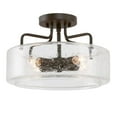 thumbnail image 1 of LNC 12-in Clear Seeded Glass Drum Flush Mount Light, ORB 4-Light for Hallway & Kitchen, 1 of 10