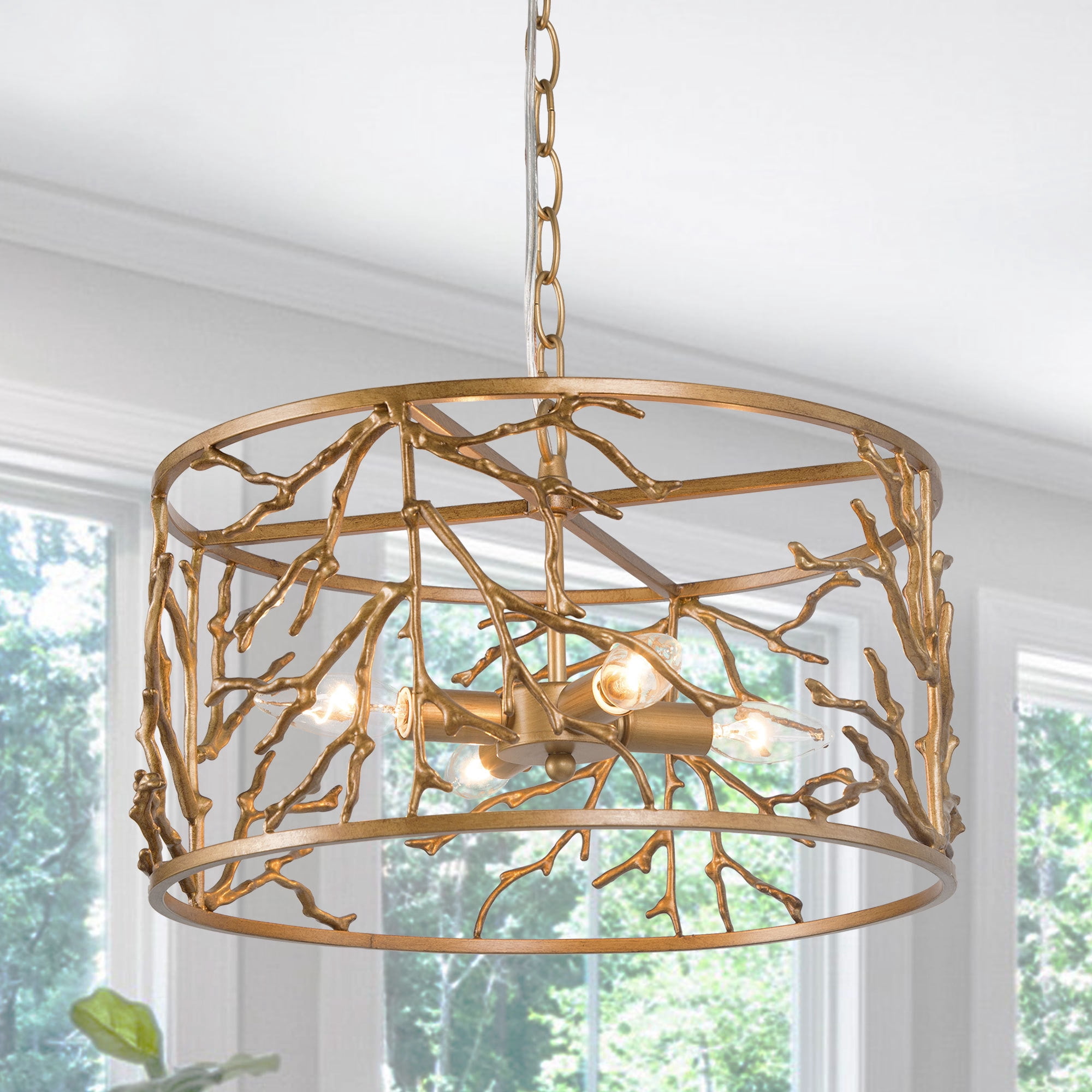 LNC 4-Light Antique Brass Modern/Contemporary Cage Chandelier for Living  Room - Walmart.com, image size:2000x2000