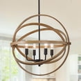 thumbnail image 1 of LNC 4-Light Farmhouse Wood Chandelier LED Globe Shape Kitchen Island Light, 1 of 11