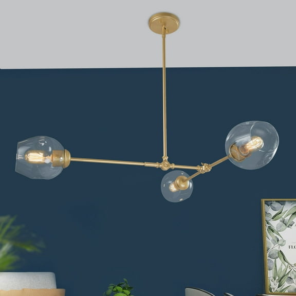 LNC 4-Light Modern/Contemporary Chandelier with Clear Glass for Kitchen Island,Gold